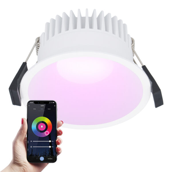 HOFTRONIC SMART Finn Smart LED inbouwspot – 10 Watt – Plafondspot – RGBWW – WiFi + Bluetooth – 630 Lumen – Binnen & buiten – Verzonken spot – Amazon Alexa + Google Assist – Wit Bestellen via ledinbouwverlichting