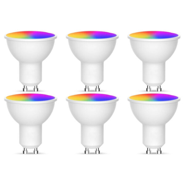 LED Spot 6 Pack – Facto – Smart LED – Wifi LED – Slimme LED – 5W – GU10 Fitting – RGB+CCT – Aanpasbare Kleur – Dimbaar – Afstandsbediening Bestellen via ledinbouwverlichting