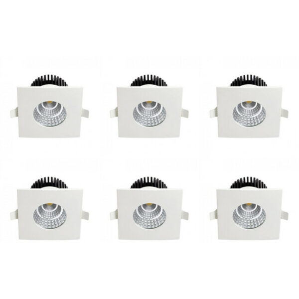 LED Spot 6 Pack – Inbouwspot – Vierkant 6W – Waterdicht IP65 – Natuurlijk Wit 4200K – Mat Wit Aluminium – 90mm Bestellen via ledinbouwverlichting