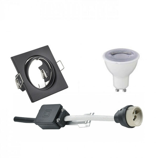 LED Spot Set – Trion – GU10 Fitting – Dimbaar – Inbouw Vierkant – Mat Zwart – 6W – Warm Wit 3000K – Kantelbaar 80mm Bestellen via ledinbouwverlichting