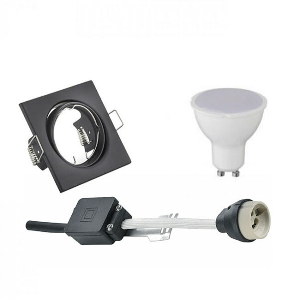 LED Spot Set – Trion – GU10 Fitting – Inbouw Vierkant – Mat Zwart – 6W – Natuurlijk Wit 4200K – Kantelbaar 80mm Bestellen via ledinbouwverlichting