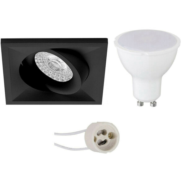 LED Spot Set – Pragmi Qiundo Pro – GU10 Fitting – Dimbaar – Inbouw Vierkant – Mat Zwart – 6W – Natuurlijk Wit 4200K – Kantelbaar – 80mm Bestellen via ledinbouwverlichting