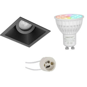 Mi-Light MiBoxer – LED Spot Set GU10 – Smart LED – Wifi LED – Slimme LED – 4W – RGB+CCT – Aanpasbare Kleur – Dimbaar – Pragmi Zano Pro – Inbouw Vierkant – Mat Zwart – Kantelbaar – 93mm Bestellen via ledinbouwverlichting
