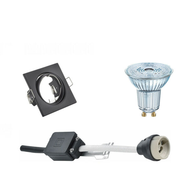 LED Spot Set – OSRAM Parathom PAR16 930 36D – GU10 Fitting – Dimbaar – Inbouw Vierkant – Mat Zwart – 5.5W – Warm Wit 3000K – Kantelbaar 80mm Bestellen via ledinbouwverlichting