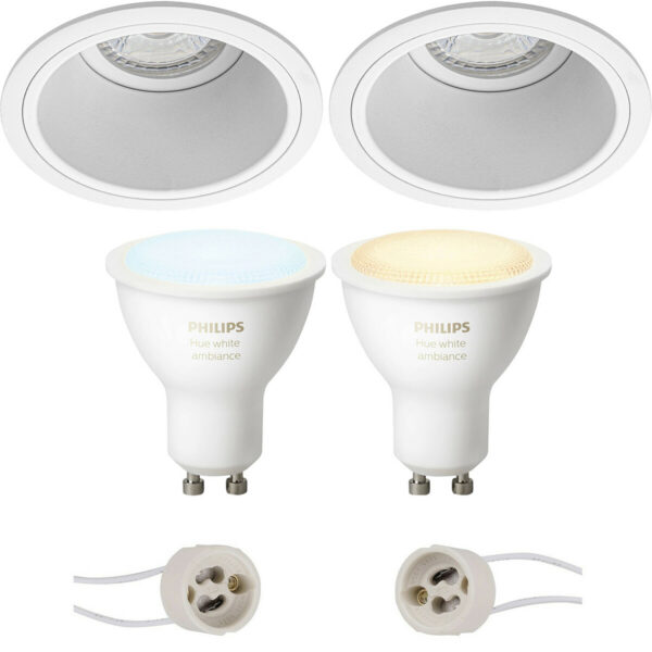 Pragmi Minko Pro – Inbouw Rond – Mat Wit – Verdiept – Ø90mm – Philips Hue – LED Spot Set GU10 – White Ambiance – Bluetooth Bestellen via ledinbouwverlichting