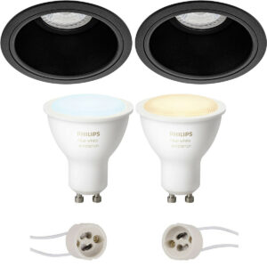Pragmi Minko Pro – Inbouw Rond – Mat Zwart – Verdiept – Ø90mm – Philips Hue – LED Spot Set GU10 – White Ambiance – Bluetooth Bestellen via ledinbouwverlichting