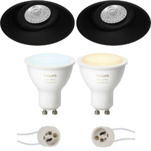 Pragmi Nivas Pro – Inbouw Rond – Mat Zwart – Trimless – Kantelbaar – Ø150mm – Philips Hue – LED Spot Set GU10 – White Ambiance – Bluetooth Bestellen via ledinbouwverlichting