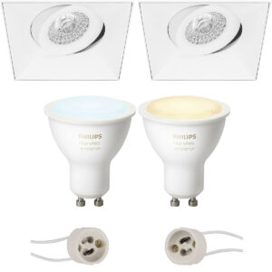 Pragmi Nivas Pro – Inbouw Vierkant – Mat Wit – Trimless – Kantelbaar – 150mm – Philips Hue – LED Spot Set GU10 – White Ambiance – Bluetooth Bestellen via ledinbouwverlichting