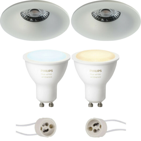 Pragmi Nora Pro – Inbouw Rond – Mat Wit – Ø82mm – Philips Hue – LED Spot Set GU10 – White Ambiance – Bluetooth Bestellen via ledinbouwverlichting