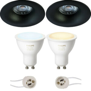Pragmi Nora Pro – Inbouw Rond – Mat Zwart – Ø82mm – Philips Hue – LED Spot Set GU10 – White Ambiance – Bluetooth Bestellen via ledinbouwverlichting