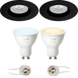 Pragmi Rodos Pro – Inbouw Rond – Mat Zwart – Ø93mm – Philips Hue – LED Spot Set GU10 – White Ambiance – Bluetooth Bestellen via ledinbouwverlichting