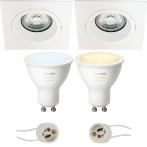 Pragmi Rodos Pro – Inbouw Vierkant – Mat Wit – 93mm – Philips Hue – LED Spot Set GU10 – White Ambiance – Bluetooth Bestellen via ledinbouwverlichting