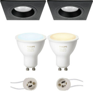 Pragmi Rodos Pro – Inbouw Vierkant – Mat Zwart – 93mm – Philips Hue – LED Spot Set GU10 – White Ambiance – Bluetooth Bestellen via ledinbouwverlichting