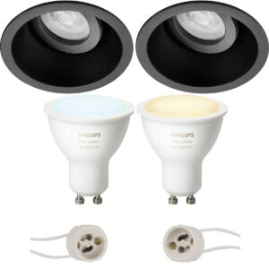 Pragmi Zano Pro – Inbouw Rond – Mat Zwart – Kantelbaar – Ø93mm – Philips Hue – LED Spot Set GU10 – White Ambiance – Bluetooth Bestellen via ledinbouwverlichting