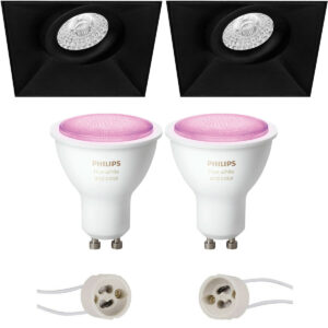 Pragmi Nivas Pro – Inbouw Vierkant – Mat Zwart – Trimless – Kantelbaar – 150mm – Philips Hue – LED Spot Set GU10 – White and Color Ambiance – Bluetooth Bestellen via ledinbouwverlichting