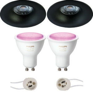 Pragmi Nora Pro – Inbouw Rond – Mat Zwart – Ø82mm – Philips Hue – LED Spot Set GU10 – White and Color Ambiance – Bluetooth Bestellen via ledinbouwverlichting