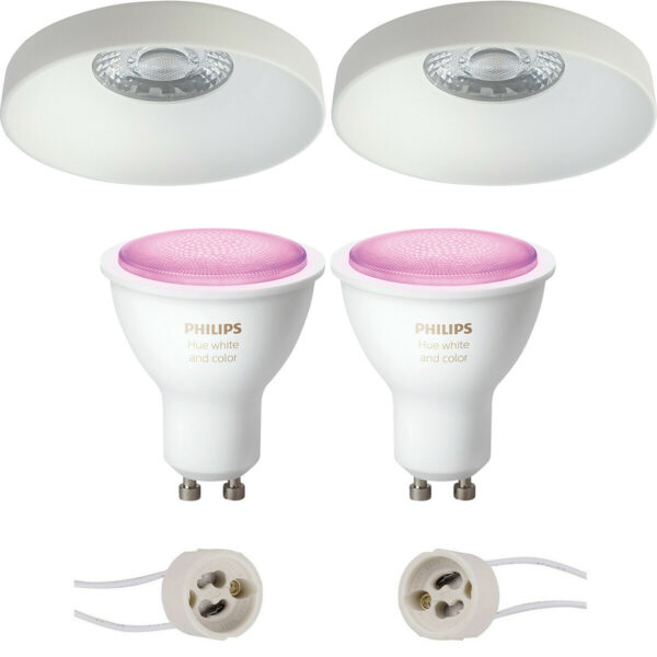 Pragmi Vrito Pro – Inbouw Rond – Mat Wit – Ø82mm – Philips Hue – LED Spot Set GU10 – White and Color Ambiance – Bluetooth Bestellen via ledinbouwverlichting