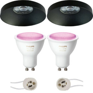 Pragmi Vrito Pro – Inbouw Rond – Mat Zwart – Ø82mm – Philips Hue – LED Spot Set GU10 – White and Color Ambiance – Bluetooth Bestellen via ledinbouwverlichting
