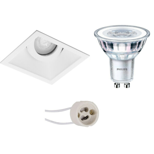 LED Spot Set – Pragmi Zano Pro – GU10 Fitting – Inbouw Vierkant – Mat Wit – Kantelbaar – 93mm – Philips – CorePro 840 36D – 3.5W – Natuurlijk Wit 4000K Bestellen via ledinbouwverlichting