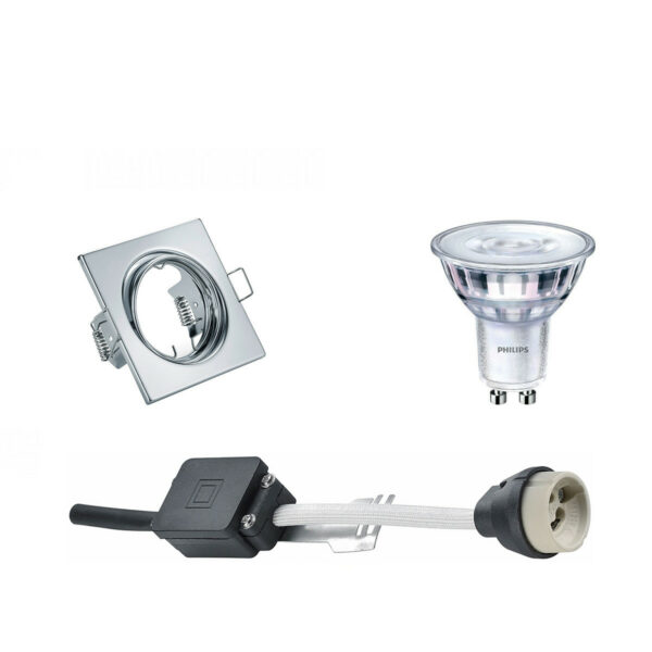 LED Spot Set – GU10 Fitting – Inbouw Vierkant – Glans Chroom – Kantelbaar 80mm – Philips – SceneSwitch 827 36D – 1.5W-5W – Warm Wit 2200K-2700K – Dimbaar Bestellen via ledinbouwverlichting