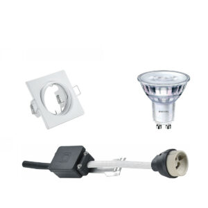 LED Spot Set – GU10 Fitting – Inbouw Vierkant – Mat Wit – Kantelbaar 80mm – Philips – SceneSwitch 827 36D – 1.5W-5W – Warm Wit 2200K-2700K – Dimbaar Bestellen via ledinbouwverlichting