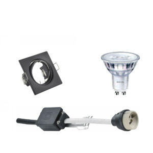 LED Spot Set – GU10 Fitting – Inbouw Vierkant – Mat Zwart – Kantelbaar 80mm – Philips – SceneSwitch 827 36D – 1.5W-5W – Warm Wit 2200K-2700K – Dimbaar Bestellen via ledinbouwverlichting