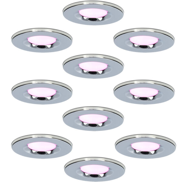 HOFTRONIC SMART Set van 10 Smart Inbouwspots – Dimbaar – 6 Watt – RGBWW – IP65 waterdicht – Plafondspot Chroom – Venezia Bestellen via ledinbouwverlichting