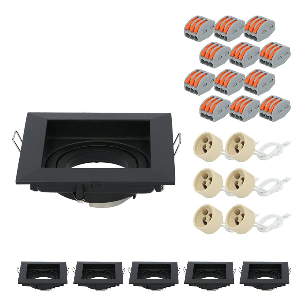 HOFTRONIC™ Set van 6 Altos LED inbouwspots – Kantelbaar armatuur – GU10 fitting – Vierkante inbouwspot voor binnen – Zwart Bestellen via ledinbouwverlichting