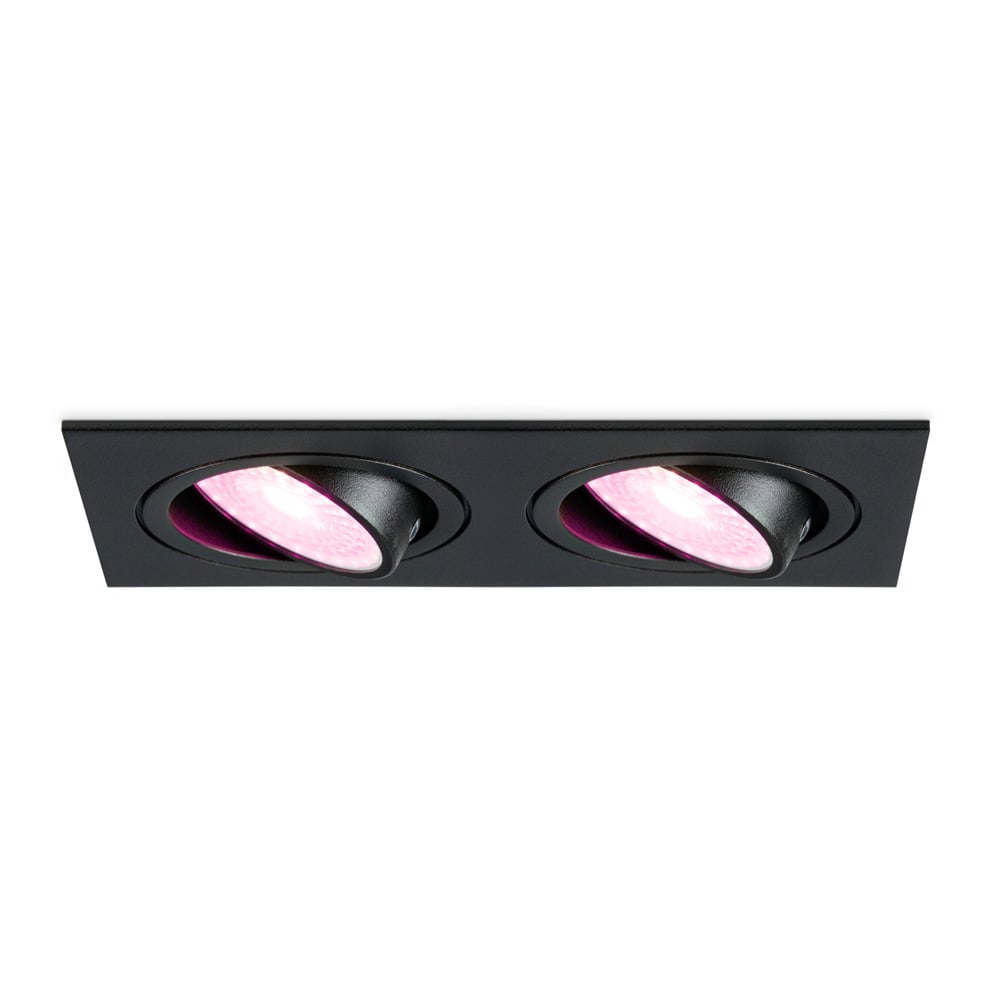 HOFTRONIC SMART Smart Mallorca dubbele LED inbouwspot vierkant – Kantelbaar – RGBWW – GU10 – 5.5 Watt – Rechthoekig – GU10 verwisselbare lichtbron – Plafondspot voor binnen – Zwart Bestellen via ledinbouwverlichting