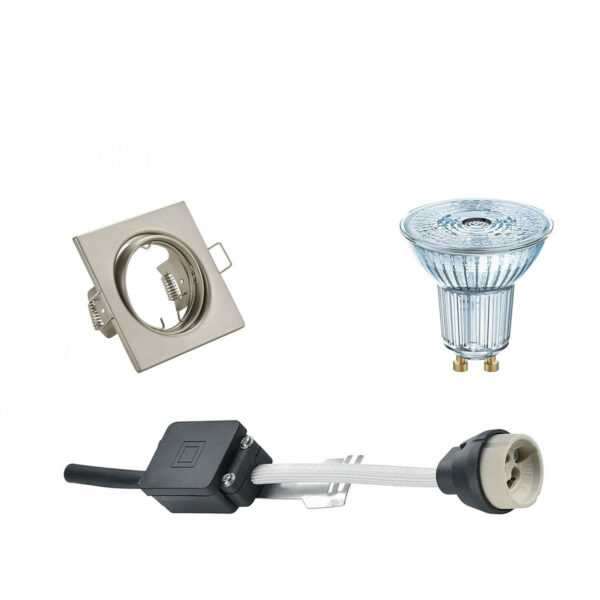 LED Spot Set – LEDVANCE Parathom PAR16 930 36D – GU10 Fitting – Dimbaar – Inbouw Vierkant – Mat Nikkel – 3.7W – Warm Wit 3000K – Kantelbaar 80mm Bestellen via ledinbouwverlichting