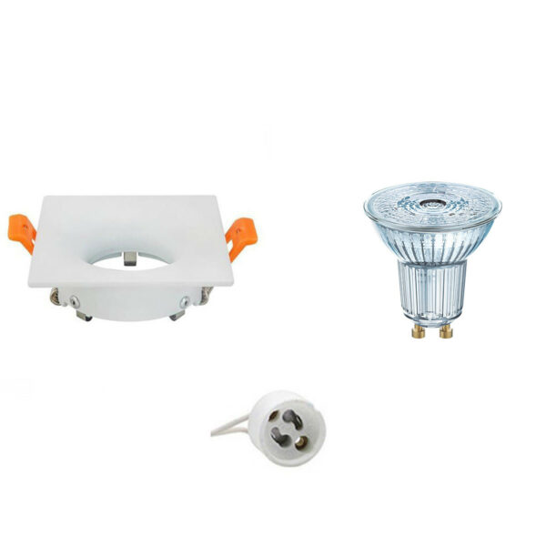 LED Spot Set – LEDVANCE Parathom PAR16 927 36D – GU10 Fitting – Dimbaar – Inbouw Vierkant – Mat Wit – 3.7W – Warm Wit 2700K – 85mm Bestellen via ledinbouwverlichting