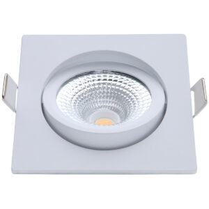 EcoDim – LED Spot – Inbouwspot – ED-10025 – 5W – Waterdicht IP54 – Dimbaar – Dim to Warm – Warm Wit 2000K-3000K – Mat Wit – Aluminium – Vierkant – Kantelbaar Bestellen via ledinbouwverlichting