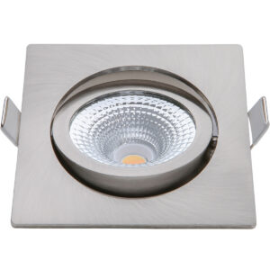 EcoDim – LED Spot – Inbouwspot – ED-10027 – 5W – Waterdicht IP54 – Dimbaar – Dim to Warm – Warm Wit 2000K-3000K – Geborsteld Nikkel – Aluminium – Vierkant – Kantelbaar Bestellen via ledinbouwverlichting