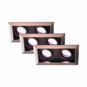 HOFTRONIC SMART Set van 3 Durham Inbouwspots Dubbel RVS – GU10 – 4,5 Watt 350 lumen – RGB + WW – Wifi + BLE – Kantelbaar – IP20 – Rechthoek Bestellen via ledinbouwverlichting