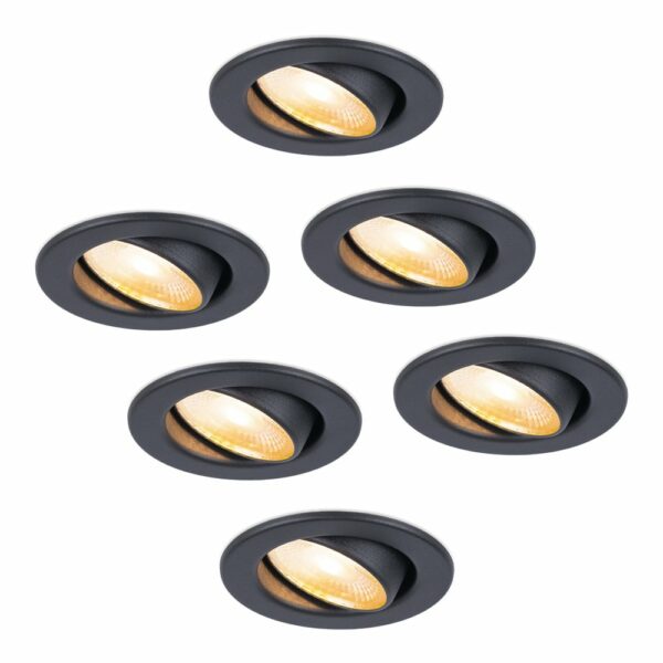 HOFTRONIC™ 6x Malta – LED inbouwspots badkamer – zwart – IP44 – 5W – 1800-2700K dim to warm – dimbaar – 5 jaar garantie Bestellen via ledinbouwverlichting