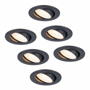 HOFTRONIC™ 6x Malta – LED inbouwspots badkamer – zwart – IP44 – 5W – 2700K warm wit – dimbaar – 5 jaar garantie Bestellen via ledinbouwverlichting