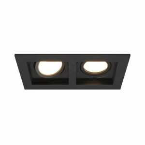 HOFTRONIC™ Fresno Dubbele Inbouwspot – Rechthoek – 2x GU10 – 4000K Neutraal wit – 10 Watt 800 lumen – Kantelbaar – IP20 stofdicht- Zwart – Met kabelconnectoren Bestellen via ledinbouwverlichting