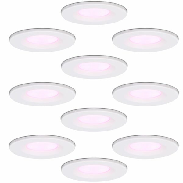 HOFTRONIC SMART Set van 10 Smart Inbouwspots – Dimbaar – 6 Watt – RGBWW – IP65 waterdicht – Plafondspot Wit – Venezia Bestellen via ledinbouwverlichting