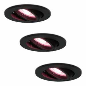 Hofronic Set van 3 stuks smart WiFi LED inbouwspots Oslo dimbaar RGBWW kantelbaar zwart IP20 Bestellen via ledinbouwverlichting