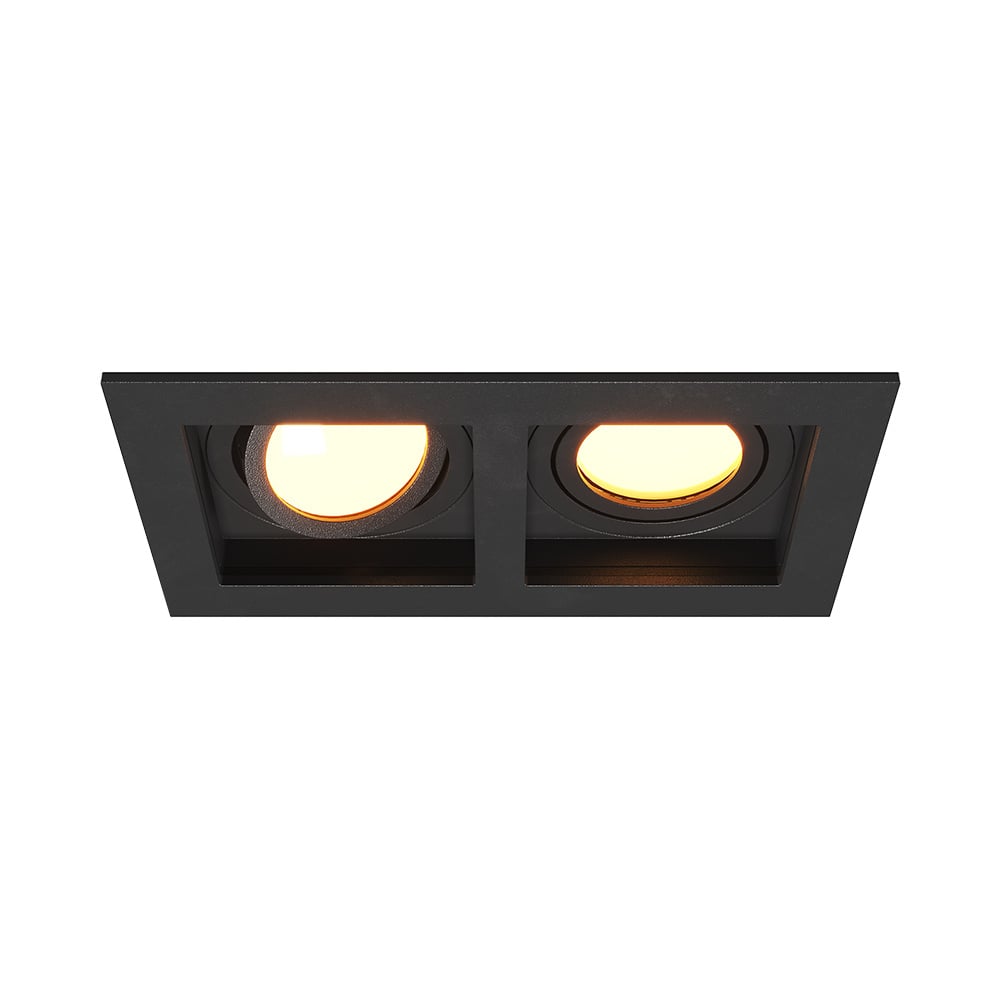 HOFTRONIC™ Fresno Dubbele Inbouwspot – Rechthoek – 2x GU10 – 2700K Warm wit – 10 Watt 800 lumen – Kantelbaar – IP20 stofdicht- Zwart – Met kabelconnectoren Bestellen via ledinbouwverlichting