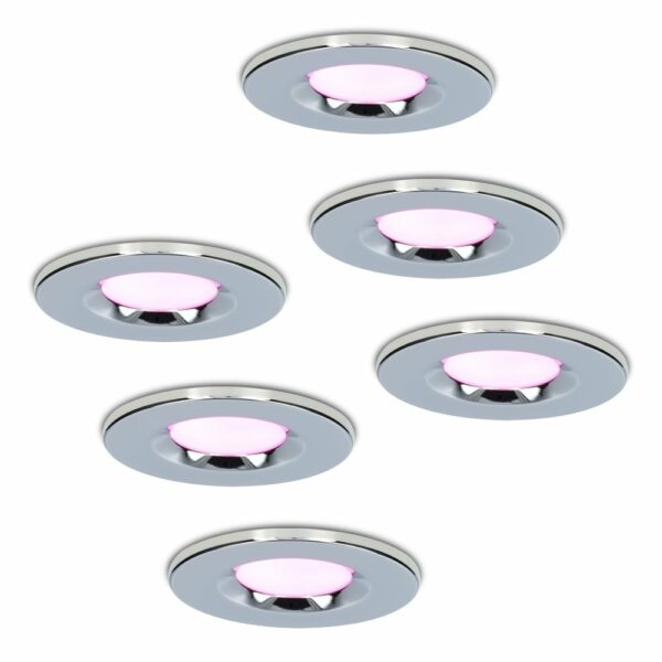 Homeylux Set van 6 stuks smart WiFi LED inbouwspots Venezia RGBWW 6 Watt IP65 Chrome Bestellen via ledinbouwverlichting