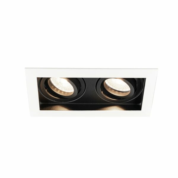 HOFTRONIC™ Durham Inbouwspot Dubbel Wit – GU10 5 Watt 400 lumen – 4000K Neutraal wit – Kantelbaar – IP20 – Rechthoek Bestellen via ledinbouwverlichting