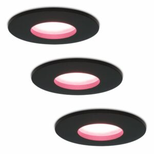 Hofronic Set van 3 stuks smart WiFi dimbare RGBWW LED inbouwspots Porto zwart 5,5 Watt IP44 Bestellen via ledinbouwverlichting