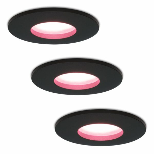 Hofronic Set van 3 stuks smart WiFi dimbare RGBWW LED inbouwspots Porto zwart 5,5 Watt IP44 Bestellen via ledinbouwverlichting