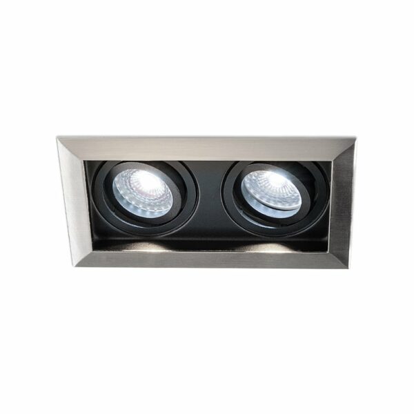 HOFTRONIC™ Durham Inbouwspot Dubbel RVS – GU10 5 Watt 400 lumen – 6000K Daglicht wit – Kantelbaar – IP20 – Rechthoek Bestellen via ledinbouwverlichting