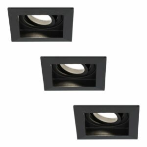 HOFTRONIC™ Set van 3 Fresno LED inbouwspots vierkant – Kantelbaar – 5W 400lm – GU10 2700K Neutraal wit Dimbaar – Zwart – IP20 Plafondspots voor binnen Bestellen via ledinbouwverlichting