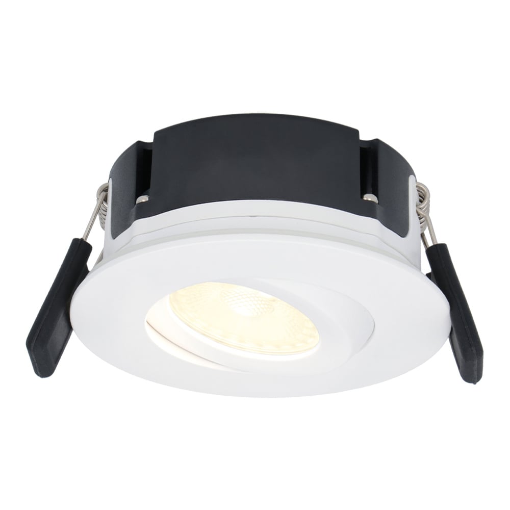 Hoftronic Napels LED inbouwspot extra plat – 8W 570lm – 2700K warm wit – Dimbaar – Rond – 360° Kantelbaar – IP65 waterdicht – Wit Bestellen via ledinbouwverlichting