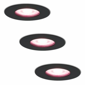 Hofronic Set van 3 stuks smart WiFi dimbare RGBWW LED inbouwspots Bari zwart 5,5 Watt IP65 spuitwaterdicht Bestellen via ledinbouwverlichting