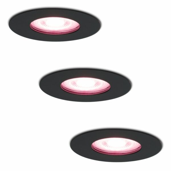 Hofronic Set van 3 stuks smart WiFi dimbare RGBWW LED inbouwspots Bari zwart 5,5 Watt IP65 spuitwaterdicht Bestellen via ledinbouwverlichting