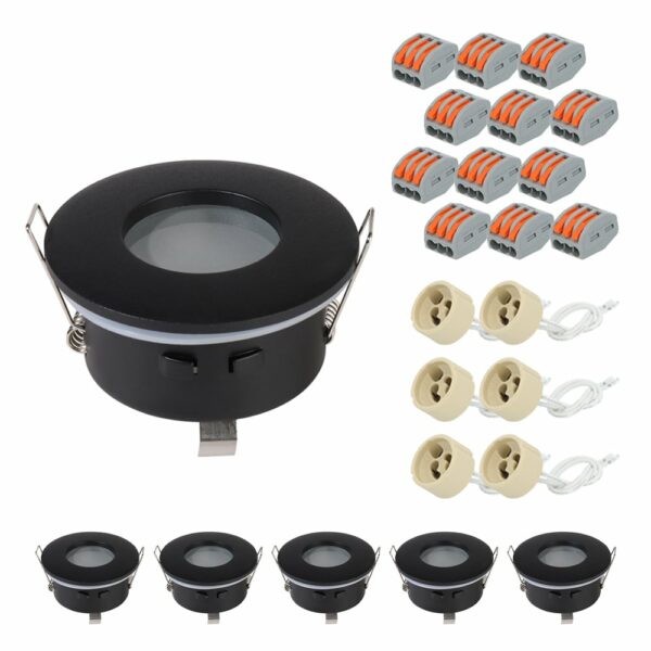 HOFTRONIC™ Set van 6 Bento LED inbouwspots – Spot armatuur – GU10 fitting – IP44 waterdicht – LED inbouwspot badkamer en keuken – Zwart Bestellen via ledinbouwverlichting